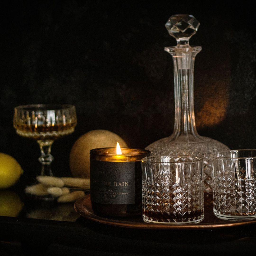 Lodestone Candles After the Rain candle with eucalyptus, vetiver, and amber.