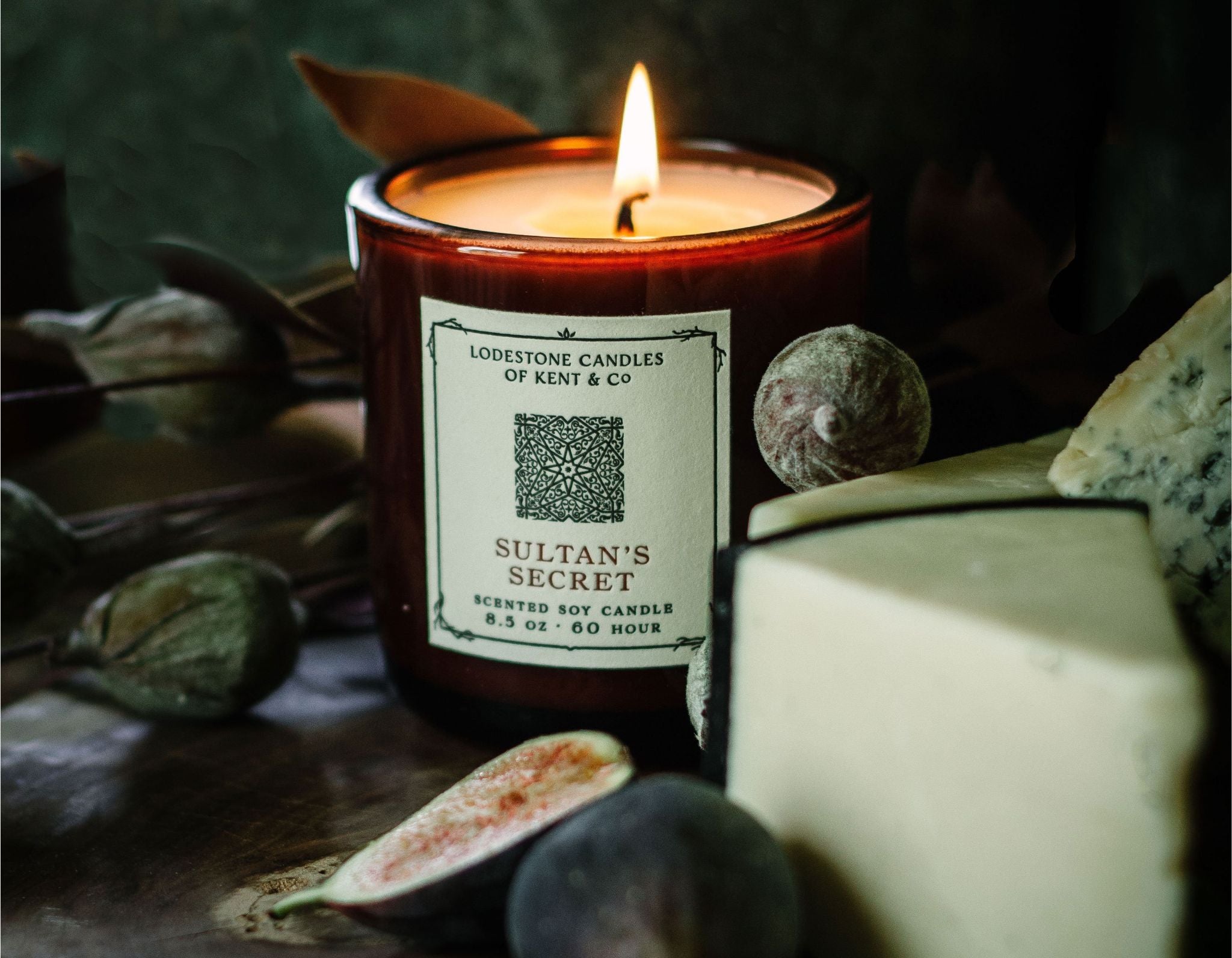 Lodestone Candles Sultan’s Secret candle with lemon, ginger, and saffron.