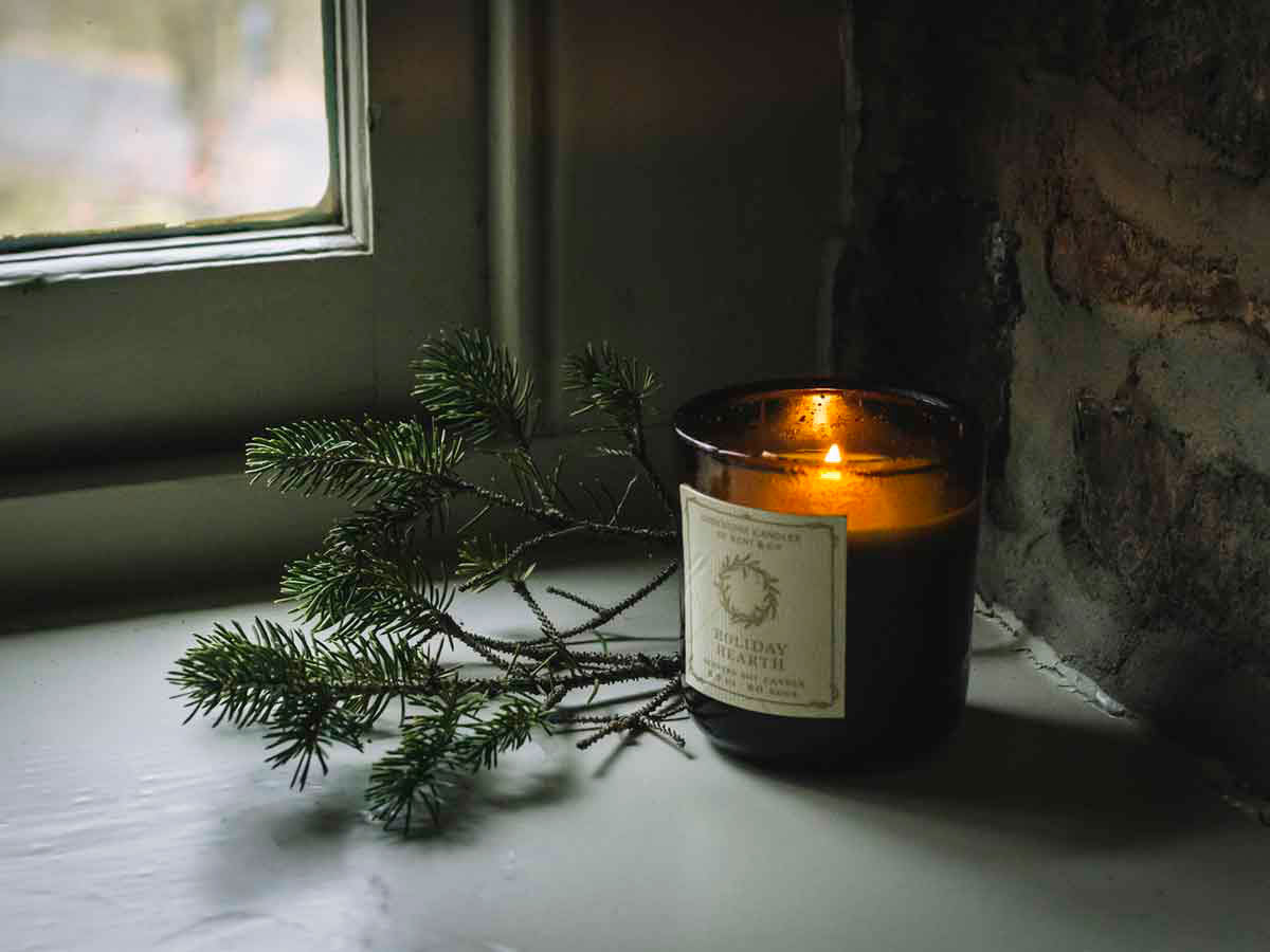 holiday hearth soy wax candle by lodestone candle