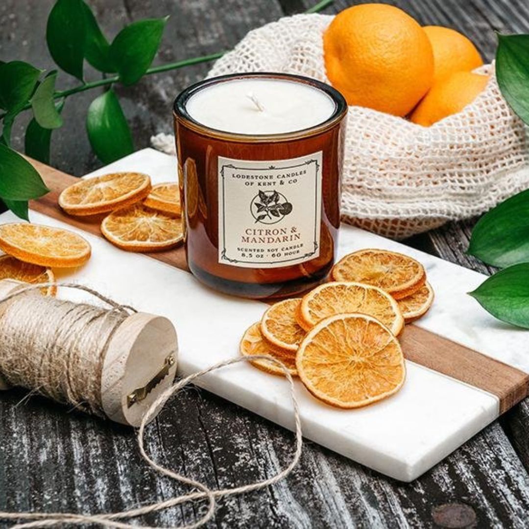 Lodestone Candles Citron & Mandarin candle with grapefruit and vanilla.