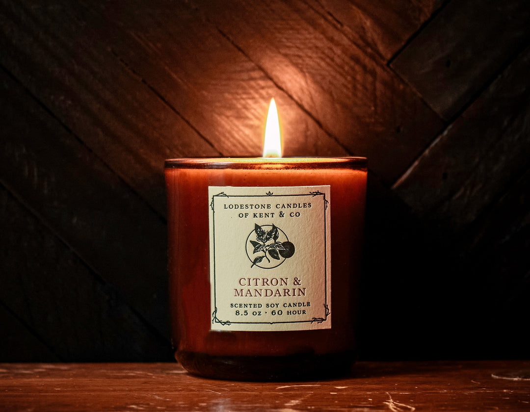 Lodestone Candles Citron & Mandarin candle with grapefruit and vanilla.