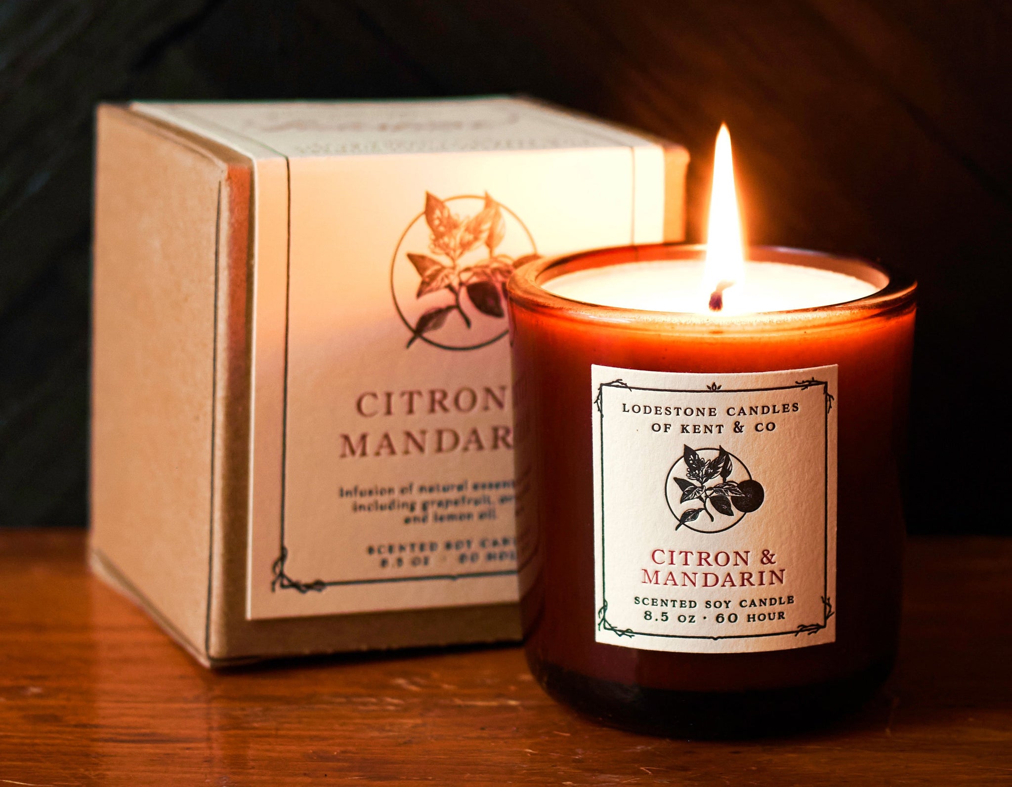 Lodestone Candles Citron & Mandarin candle with grapefruit and vanilla.