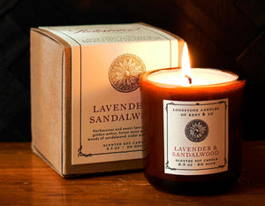 Lodestone Lavender & Sandalwood candle with forest moss and patchouli.