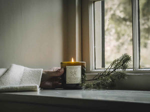 Lodestone Candles Winter Berry & Cypress candle with eucalyptus and fir.